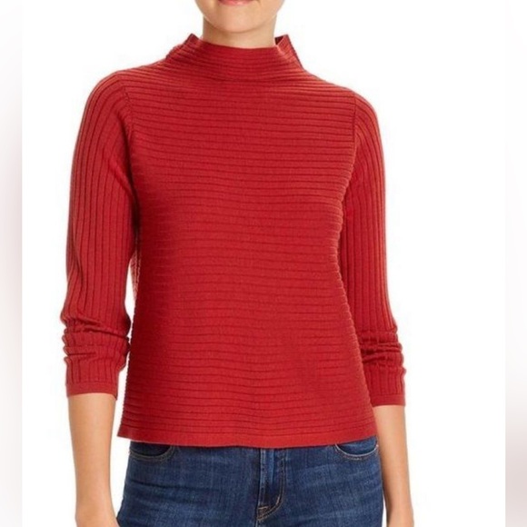 Eileen Fisher Sweaters - Eileen Fisher Merino Wool Funnel Neck Ribbed Long Sleeve Sweater